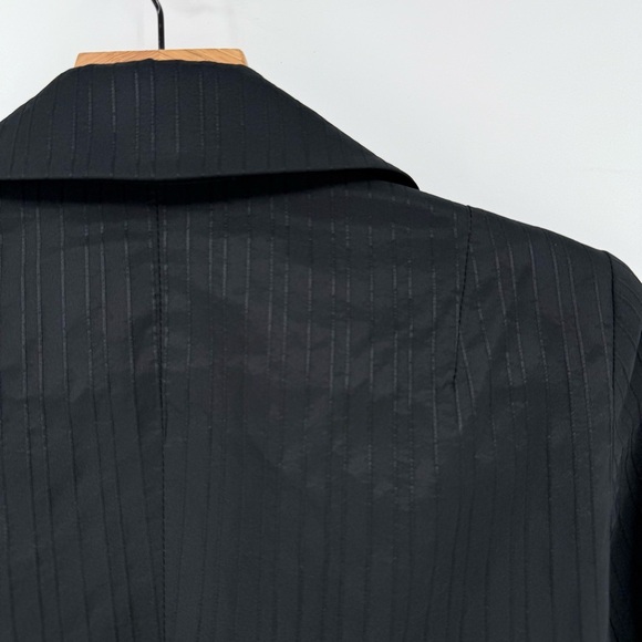 Max Mara Made In Italy Vintage Pinstripes Retro Black Long Jacket Size USA 8 - Picture 10 of 12